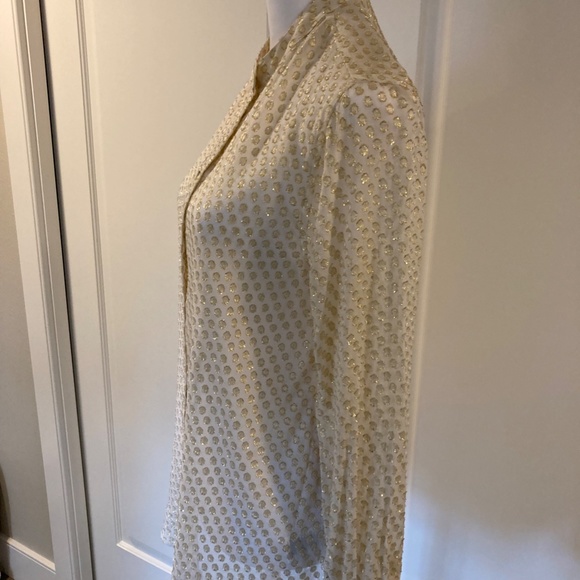 Equipment Cream Gold Polka Dot Silk Blend Button Down Blouse - Picture 3 of 7